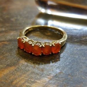 Fire opals - gold plated on 925 silver ring